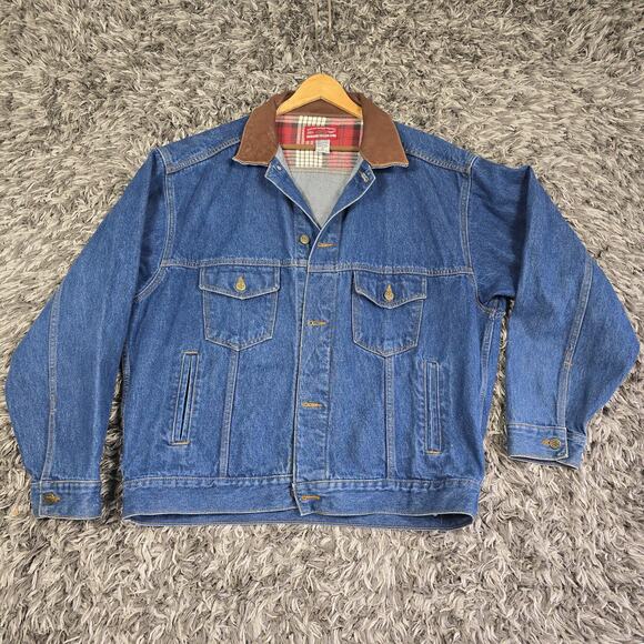 Vintage Marlboro Country Store Jacket Mens XL Denim Flannel Lined Western 90s - Picture 1 of 6